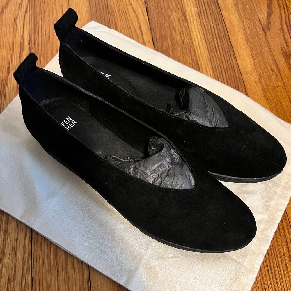 NEW Women's black suede slip-on ballet flat from Eileen Fisher